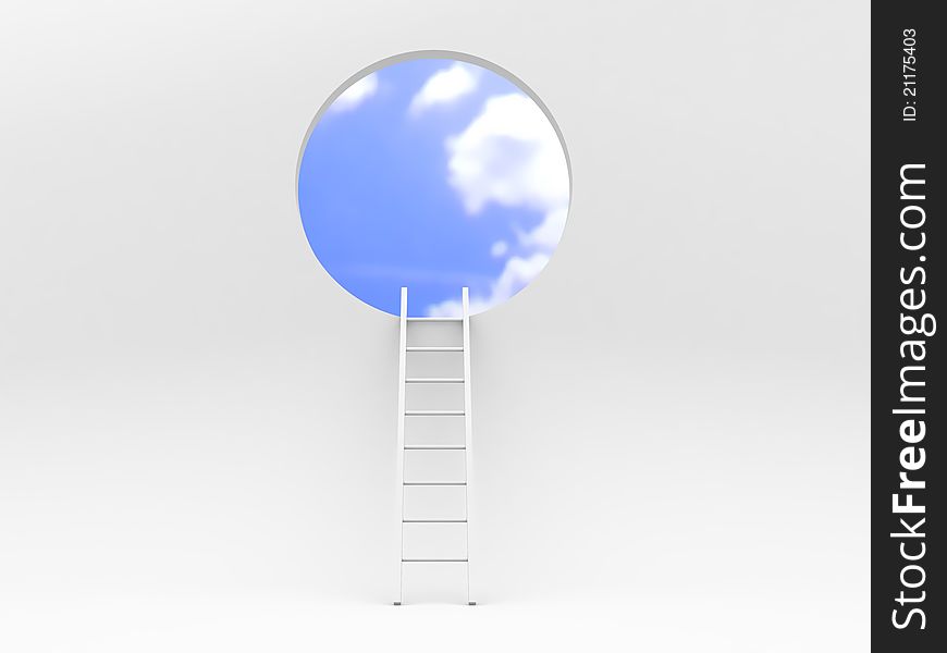 Ladder leading to sky 3d