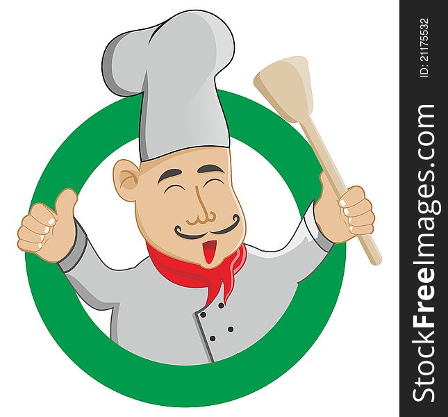 Master chef with hat and spatula. Master chef with hat and spatula