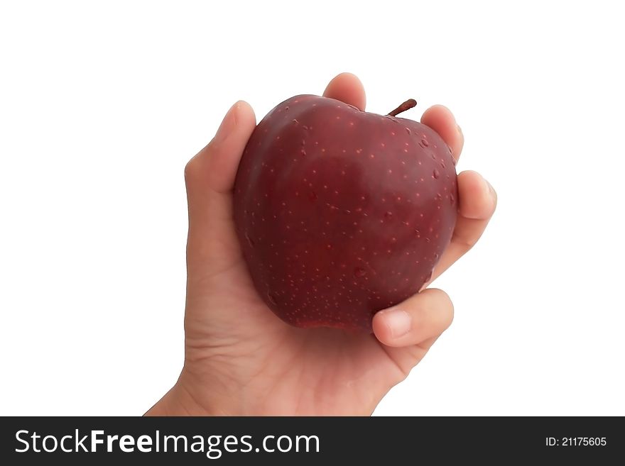 A Hand hold red apple. A Hand hold red apple.