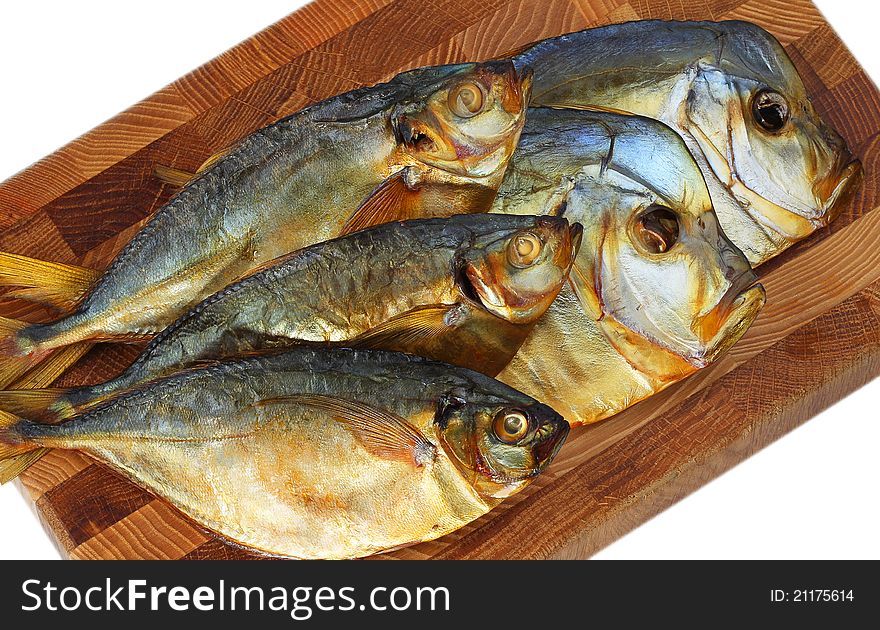 Fish is smoked Vomero on a wooden board