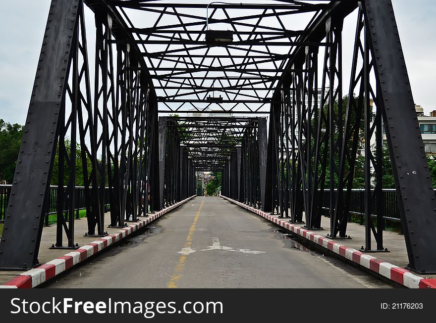 Steel bridge across Ping river, Chiang Mai, Thailand