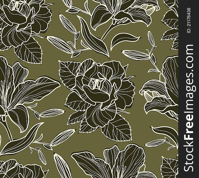 Vector seamless floral pattern (from my big Floral collection)