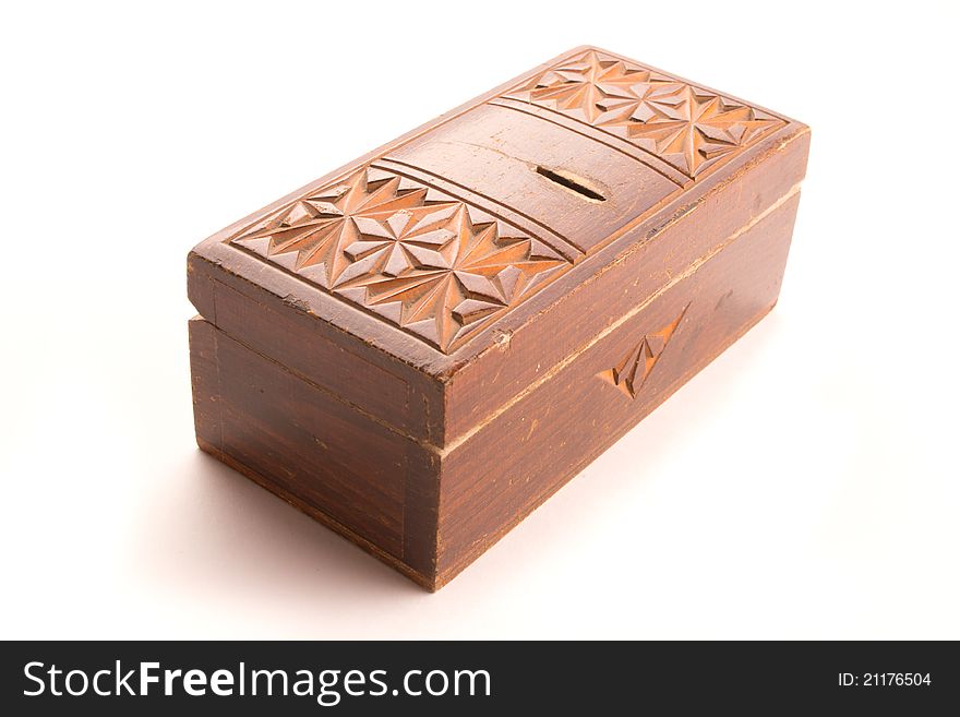 Wooden box is closed with a pattern isolated
