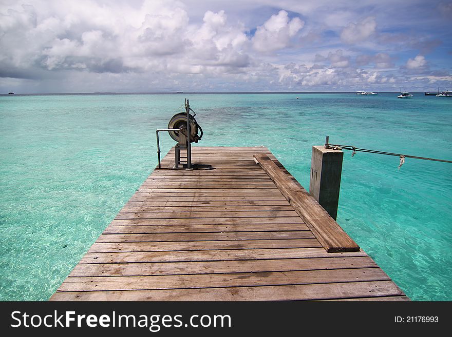 Small pier of tropical sea, Maldives