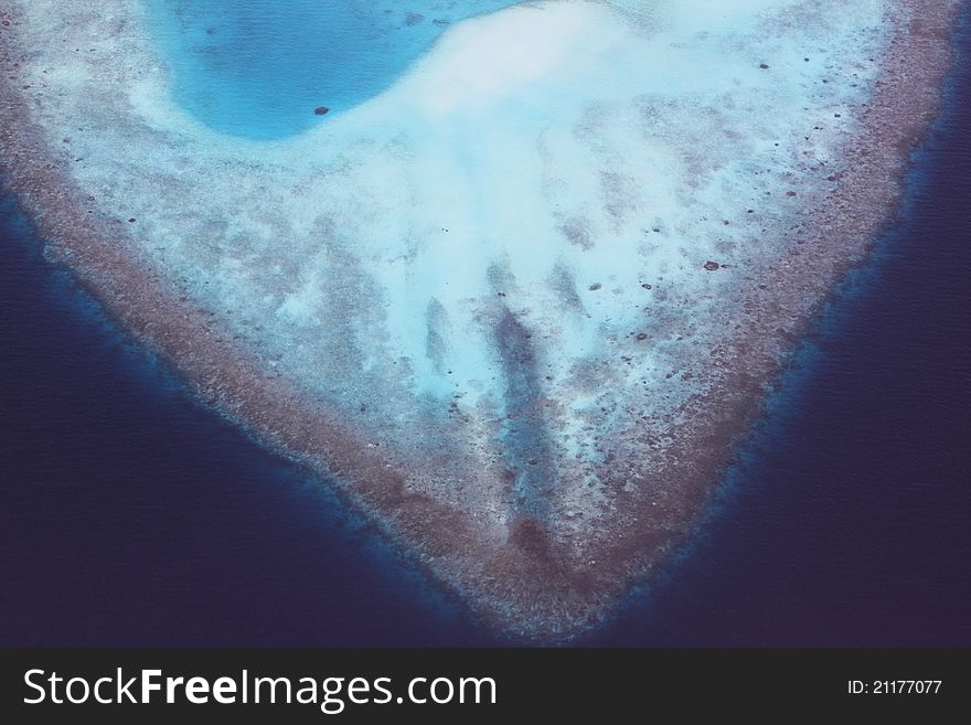 Heart Shaped Coral Reefs Birdview, Maldives