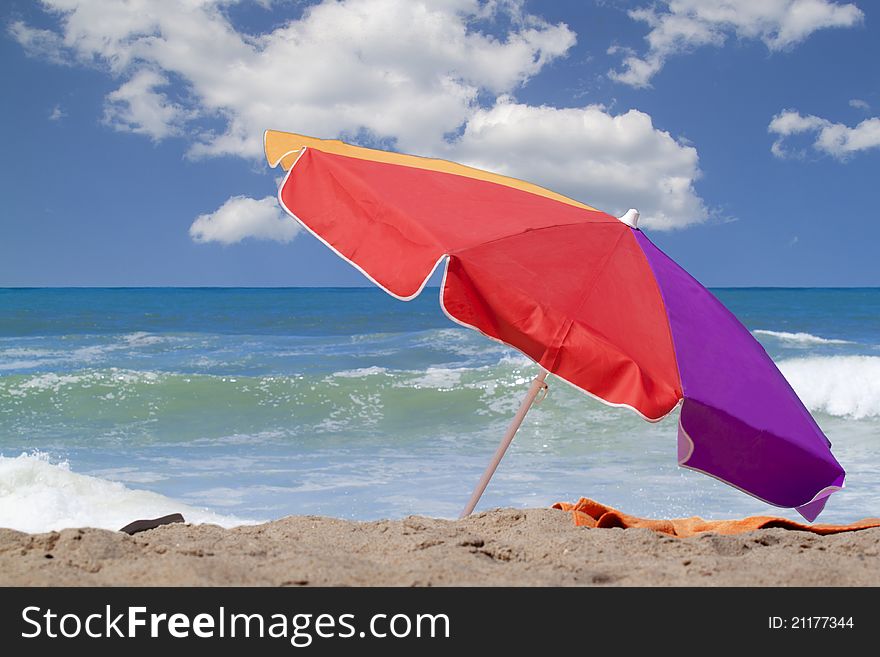 Beach umbrella in a summer