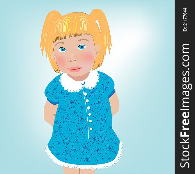 Blonde little girl smiling illustration
