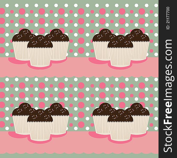 Delicious cup cakes background illustration