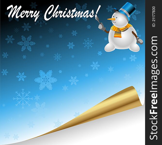 Illustration of Christmas background with festive snowman.