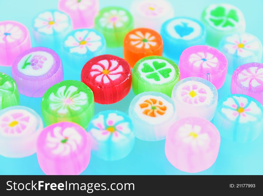 Colorful japanese candy with white background.