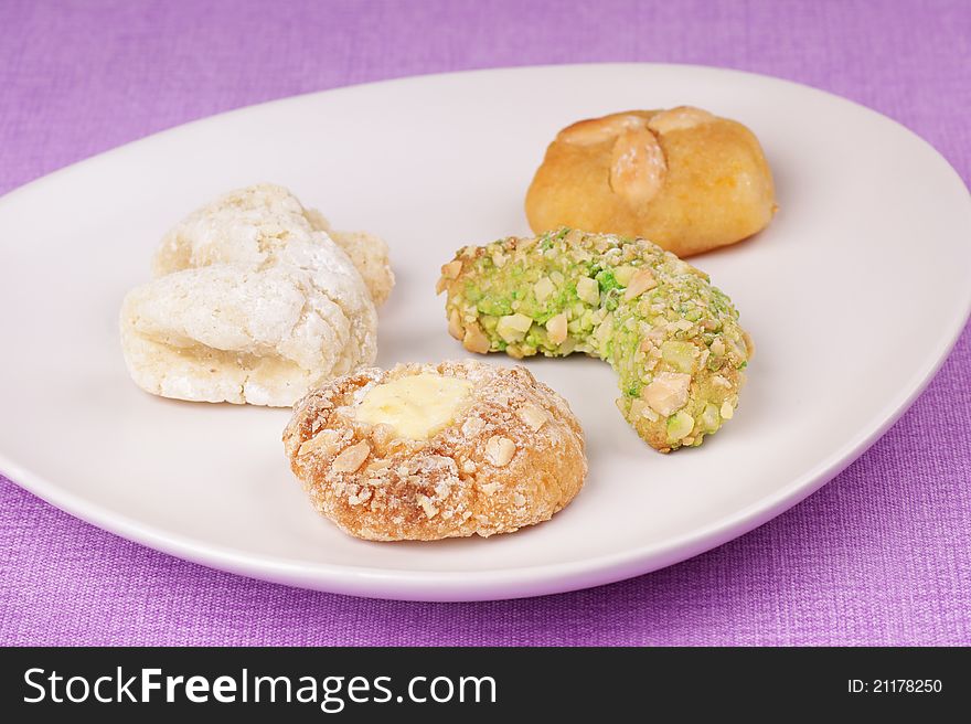 Assorted, traditional sicilian almond pastry. Assorted, traditional sicilian almond pastry