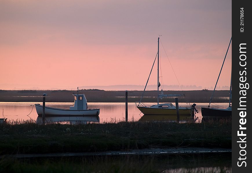 Boats In An Amazing Dramatic Sunset