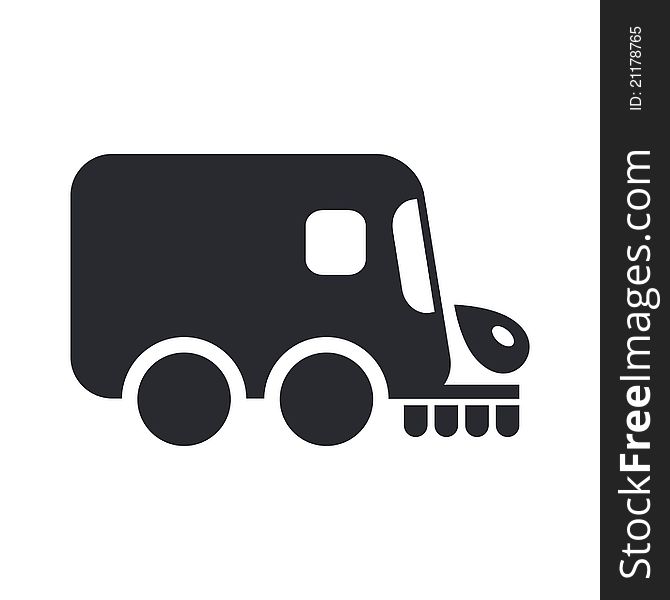 Vector illustration of single isolated icon depicting a road cleaner