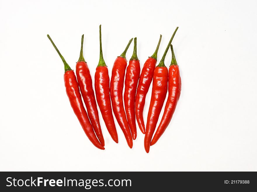 Chili peppers on a white background