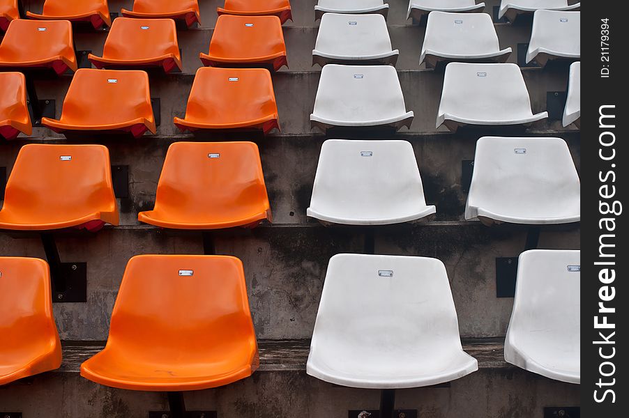 Front Of The Orange Seats On The Stadium