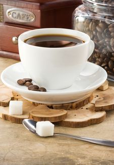 Cup Of Coffee And Grinder Royalty Free Stock Photo Cup Of Coffee And Grinder Royalty Free Stock Photo