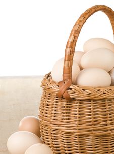 Eggs And Basket On White Stock Photography Eggs And Basket On White Stock Photography
