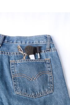 Jeans With Makeup Tools Royalty Free Stock Images Jeans With Makeup Tools Royalty Free Stock Images