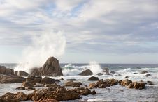 Sea Rock Is Breaking Powerful Wave Stock Image