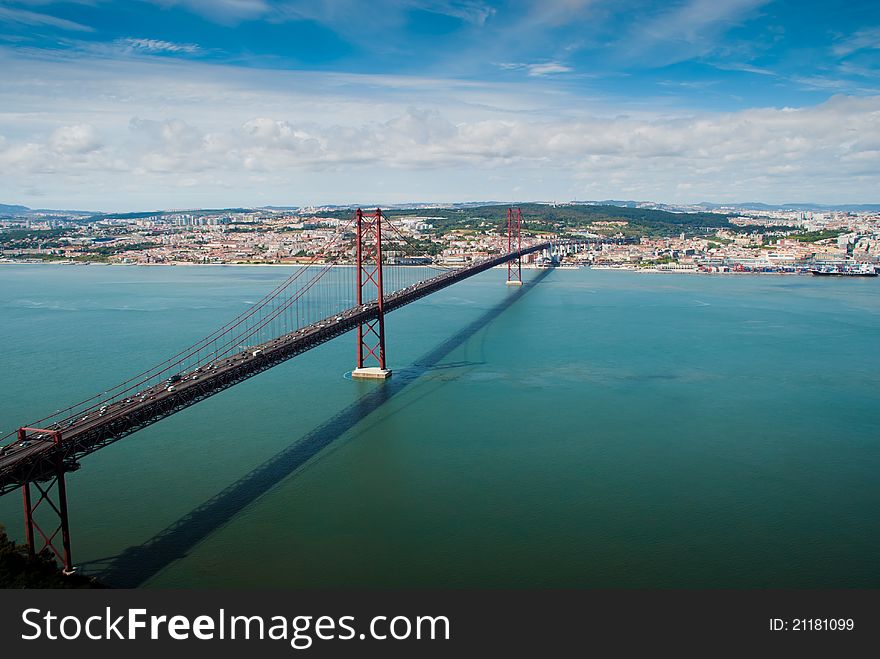 Bridge known as 25 de abril over tagus river, in lisbon, portugal. Bridge known as 25 de abril over tagus river, in lisbon, portugal