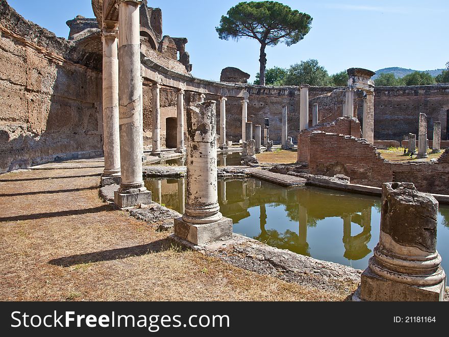 Roman columns in Villa Adriana, Tivoli, Italy