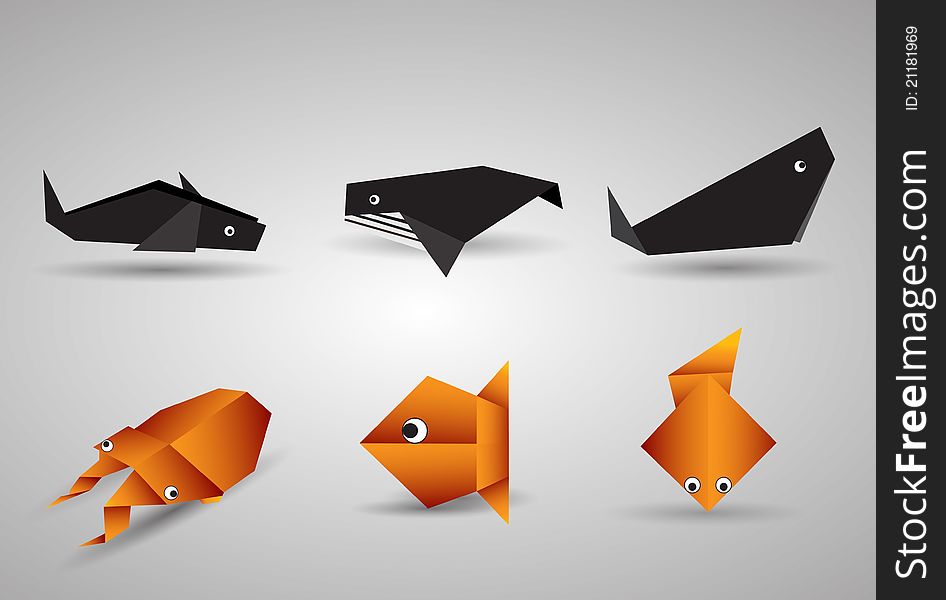 Vector Origami Fishes