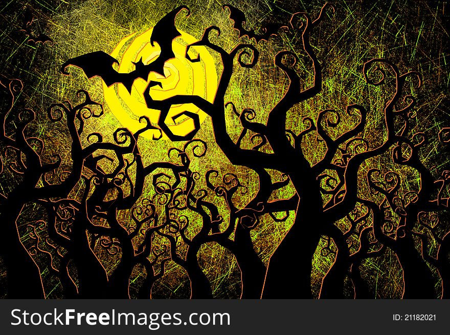 Grunge Textured Halloween Night Background