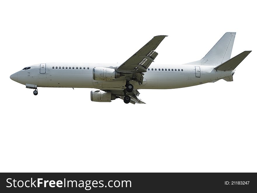 Passenger airplane isolated over white background. Passenger airplane isolated over white background