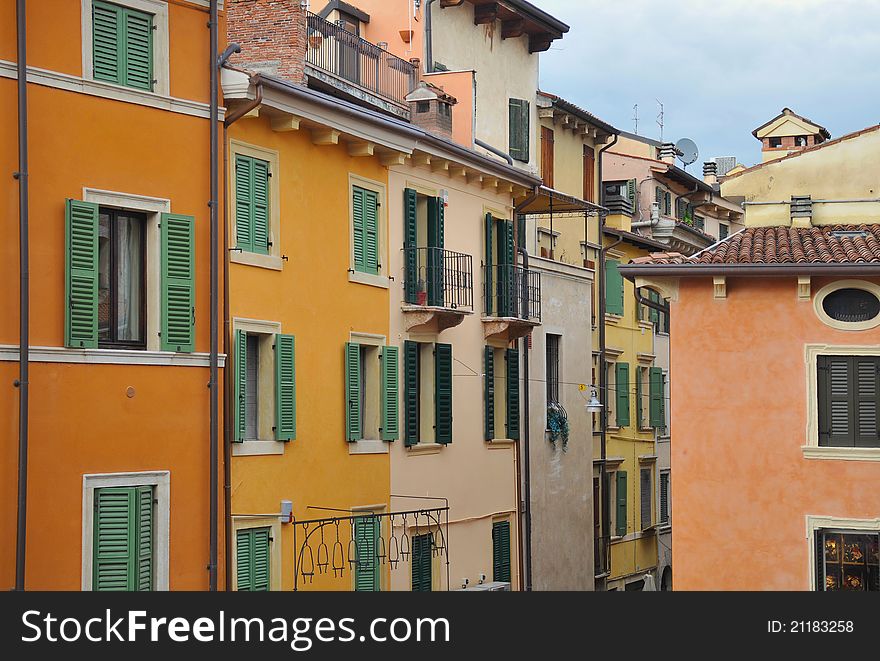 Beautiful colorful buildings in Verona