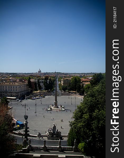 View over Rome from the Piazza del Popolo, Italy