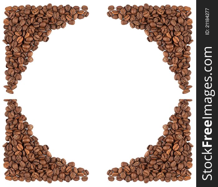 Roasted coffee beans on white. Roasted coffee beans on white