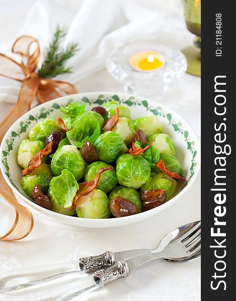 Brussels sprouts with bacon and chestnuts
