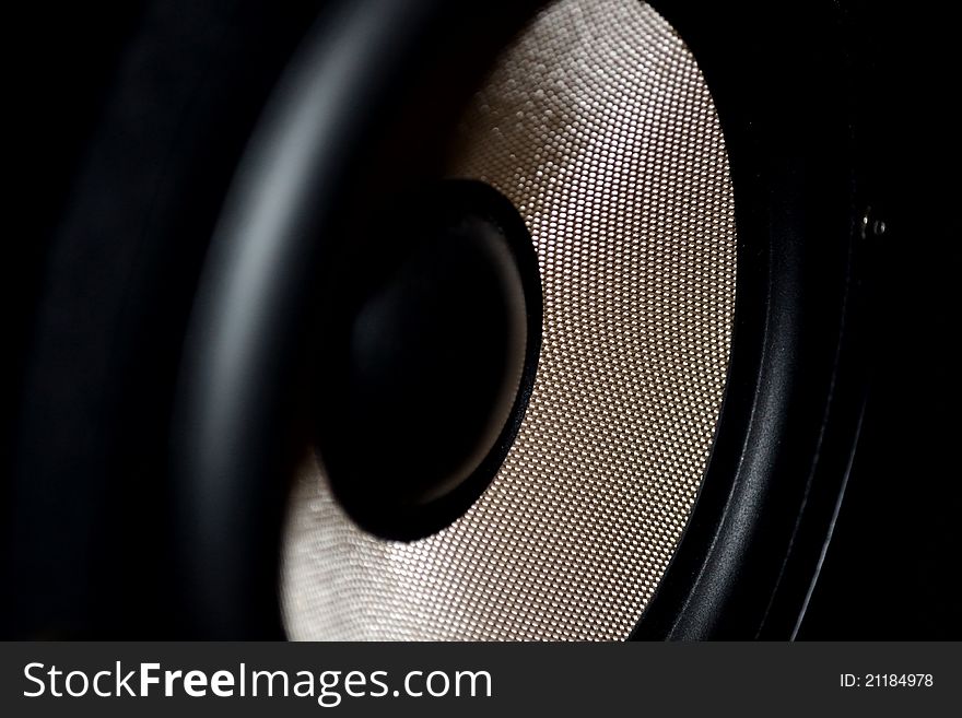 Detail of a monitor speaker in a recording studio. Detail of a monitor speaker in a recording studio