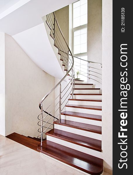 New home interior, pastel color, view of staircase. New home interior, pastel color, view of staircase