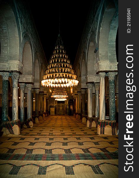 Inside a very old mosque in Kairouan Tunisia. Inside a very old mosque in Kairouan Tunisia