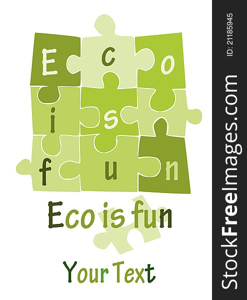 Green puzzle. Eco is fun. place for your text - . Green puzzle. Eco is fun. place for your text - .