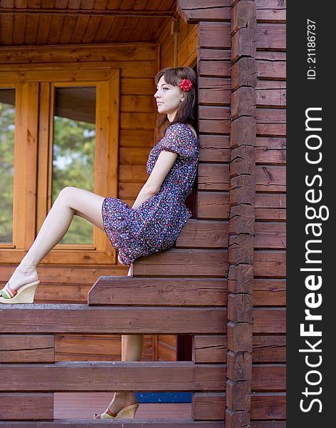 Girl Walking In Country Side