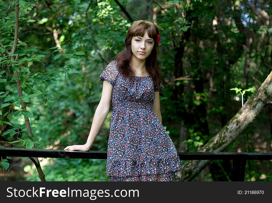 Girl walking outdoor in park. Girl walking outdoor in park