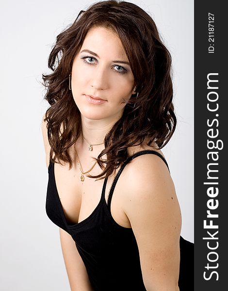 Studio portrait of a girl in black. Studio portrait of a girl in black