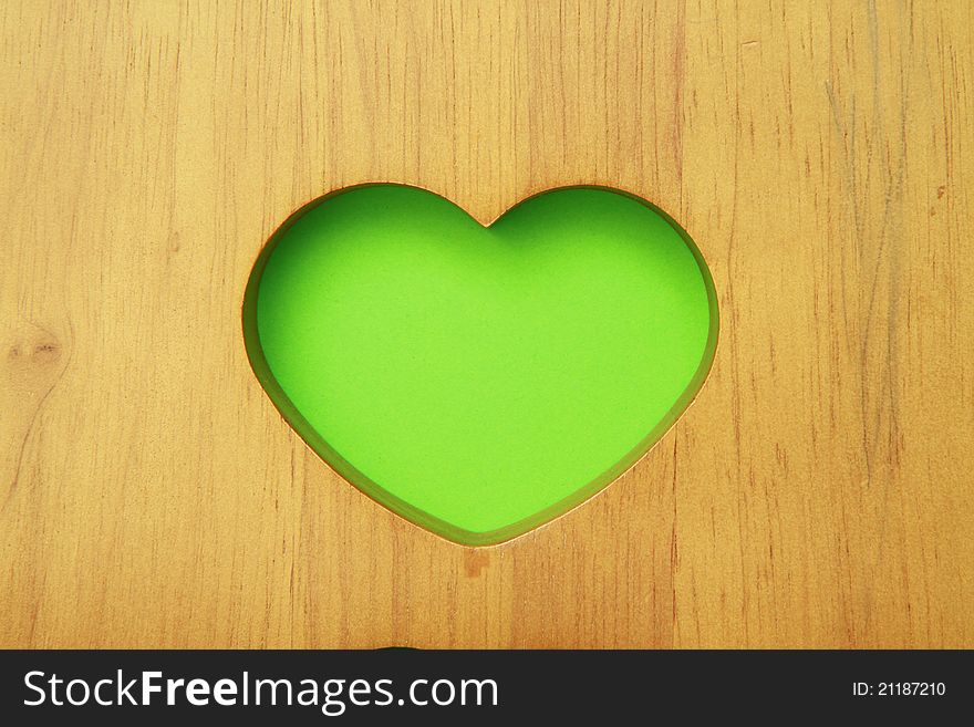 Green heart in natural wood. Green heart in natural wood