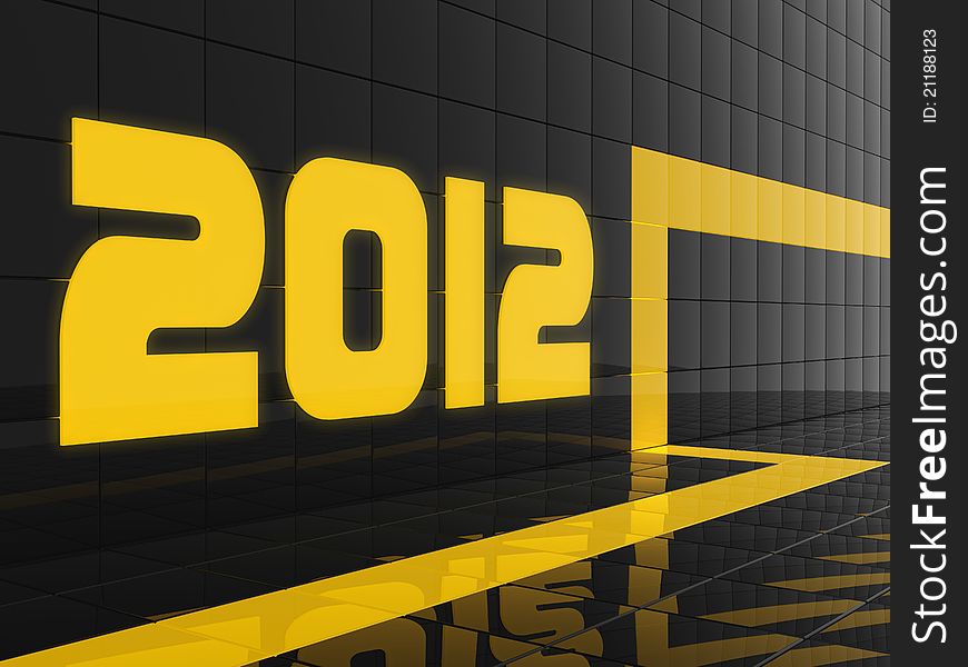 2012 year in yellow perspective