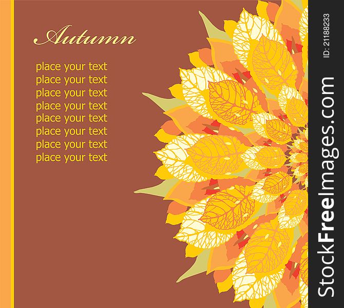 Autumn floral card, template with place for your text