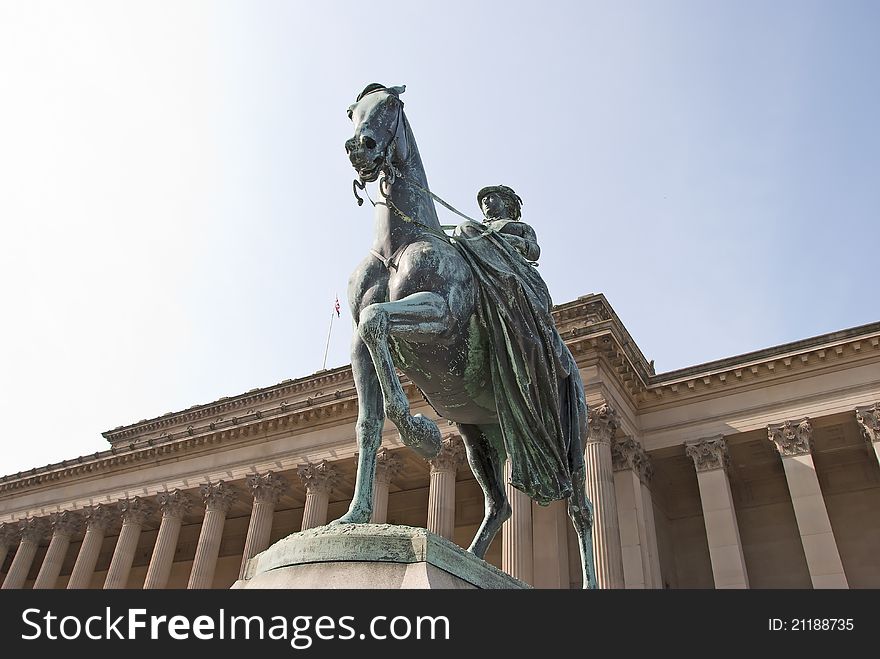 A Statue of Queen Victoria on Horseback. A Statue of Queen Victoria on Horseback