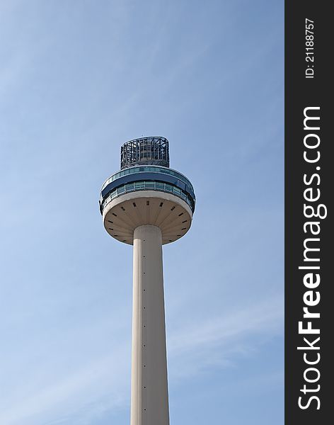 Concrete Radio Station Tower against a blue sky