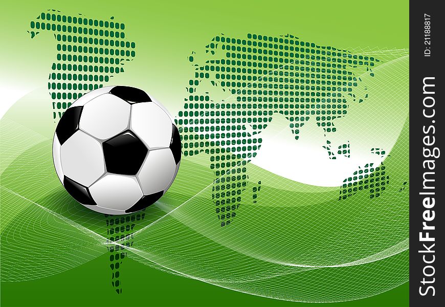 Illustration soccer ball on abstract green background