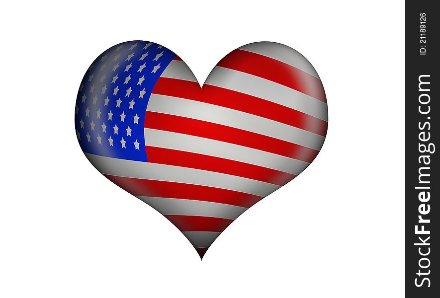 A heart with usa flag. A heart with usa flag