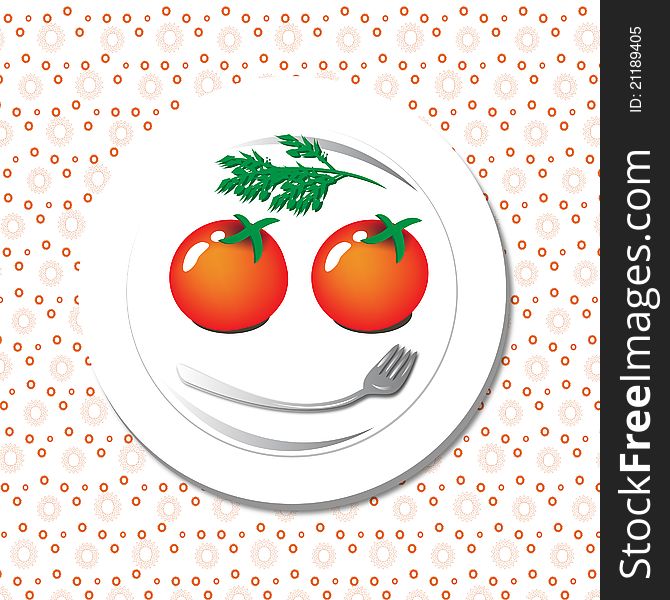 Tomato smiling face on plate