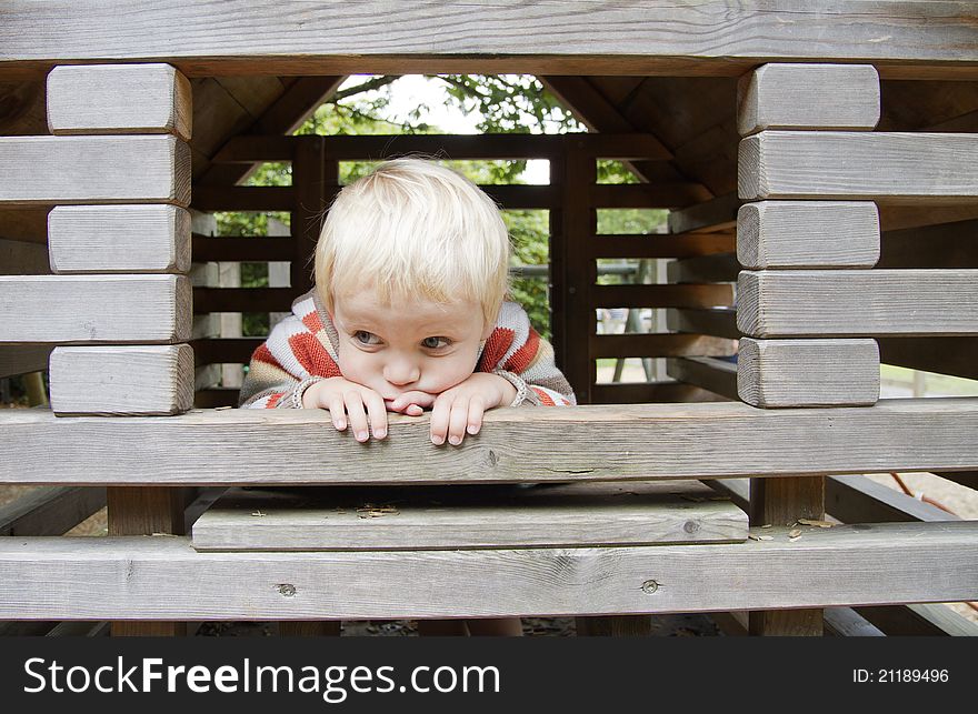 Boy On Climbing Frame