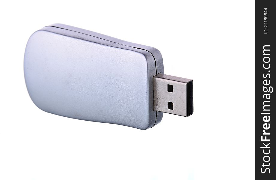 Portable flash usb drive memory on white background