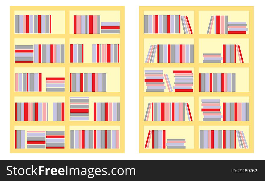 A vector illustration of book shelves. A vector illustration of book shelves